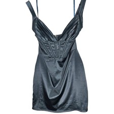 Windsor Emerald Green Satin Corset Mini Dress Pleated Bust S Bodycon Cocktail