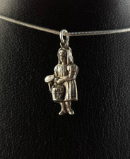 Charm Anhänger Silber 925 Magd mit Eimer - Bauernhof & Melkeimer Vintage