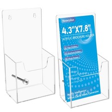 Acrylic Brochure Holder 2 Pack Clear 3 mm Thick Convertible Wall Mount  Desk...