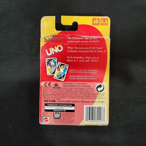 NEW - The Simpsons UNO Card Game 2008/2009 Mattel N7791 - Picture 8 of 11