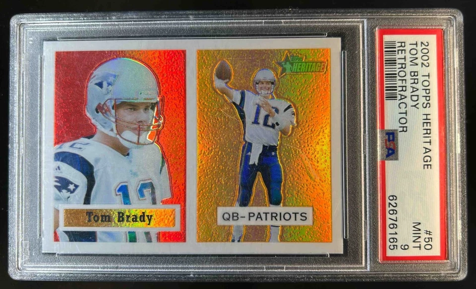 2002 Topps Heritage Tom Brady Retrofractors No/557 Patriots PSA 9