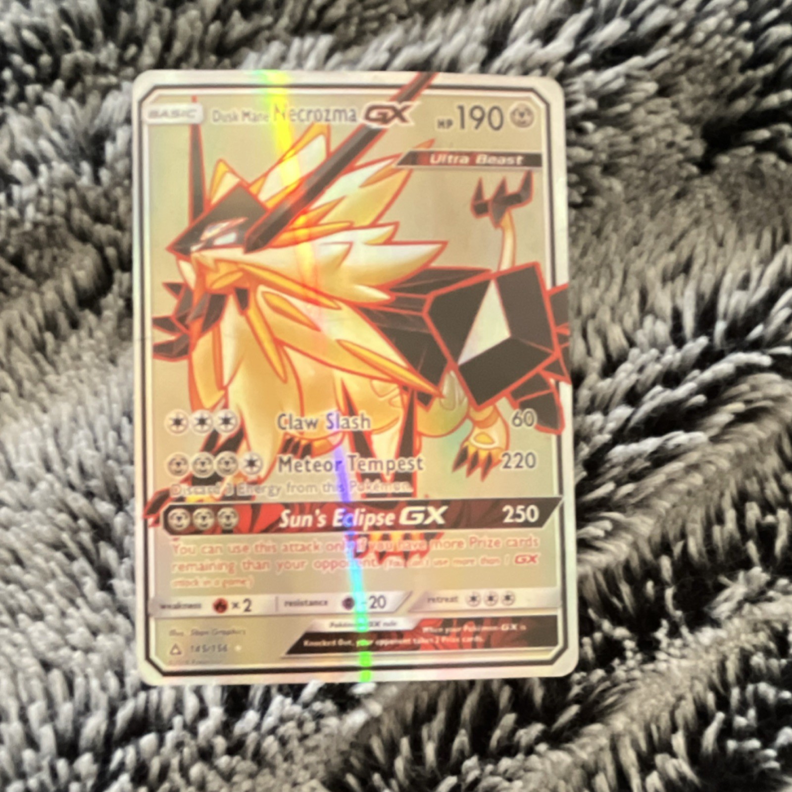 Pokémon Dusk Mane Necrozma GX Ultra Rare Full Art Holo SM Ultra Prism 145/156