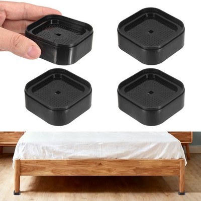 4Pcs Furniture Risers, Square Stackable Bed Riser,  Black