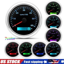 85mm Tachometer Gauge 0-6000RPM LCD Hourmeter 7 Colors LED for Boat Car Truck US
