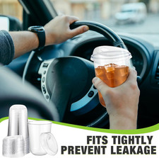 50 Sets Clear Plastic Coffee Cups with Sip Lids, Disposable Plastic PET Cryst...