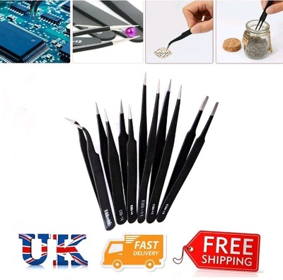 6-teiliges professionelles beschichtetes Präzisionspinzetten-Set Kit Edelstahl nicht magnetisch