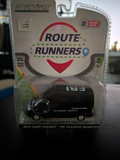 Greenlight Route Runners 1:64 2015 Ford Transit Van FBI Quantico Black Diecast
