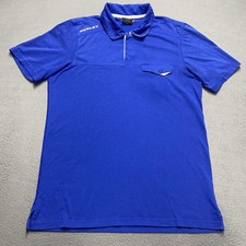 Oakley Polo Shirt Mens Medium Blue Hydrolix Golf Performance Pocket Button