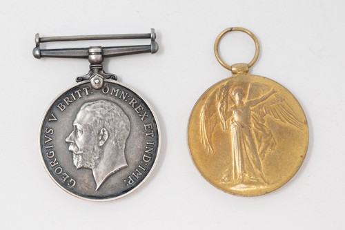 WW1 Named British War Medal Silver With Victory Medal 136802 CUNNINGHAM RA