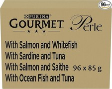 Gourmet Perle Seaside Duo – 96 x 85g Wet Cat Food Pouches in Gravy (Fish Flavour 3.92 per kilo