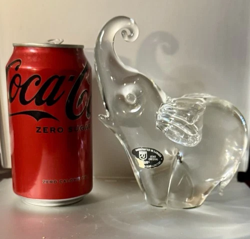 Vintage John Riekes Chlet Lead Crystal Elephant Figurine 6” Tall Made In Canada