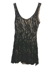 New Look Black Lace and Nude Mini Bodycon Dress Size M