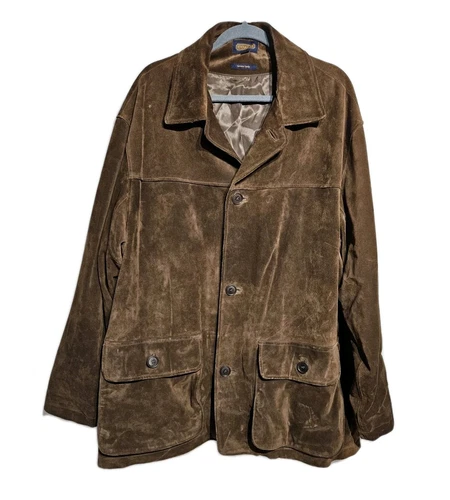 Giacca pesante Coach vintage marrone scamosciato uomo XL con bottoni