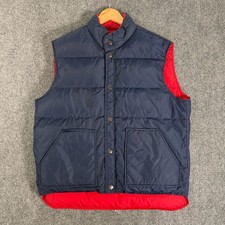 Vintage Reversible Puffer Vest Navy Blue Red L