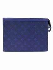 Louis Vuitton Taiga Black Leather Pochette Voyage Clutch Bag