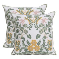 Set of 2 Embroidered Decorative Throw Pillow Covers Couch Square Pillowcases ...