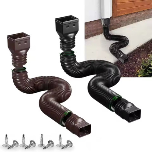 2Pack 21-60″ Expandable Flex Drain Downspout Extension Rain Pipe Spout Gutter