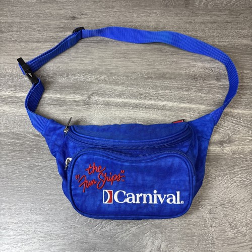 Vintage Carnival Cruise Line The Fun Ships Blue Nylon Fanny Pack Travel Vacation