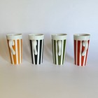 4 Vtg Midcentury Modern Multicolor Tall Stripe Demitasse Espresso Cups Mug Japan — photo 4