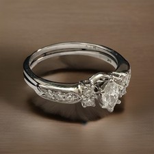 Woman  s 14k White Gold And Diamond Engagement/Wedding Ring.