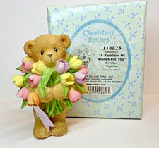Cherished Teddies "Lawrence  A Rainbow Of Wishes For You" 118825 Bear w/ Tulips