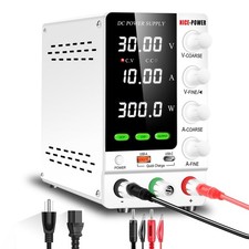 NICE-POWER DC Power Supply Variable 30V 10A, White Upgraded OVP OCP 