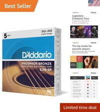 Acoustic Guitar Strings, Phosphor Bronze, , Light Gauge 12-53, 6-String Set, ...