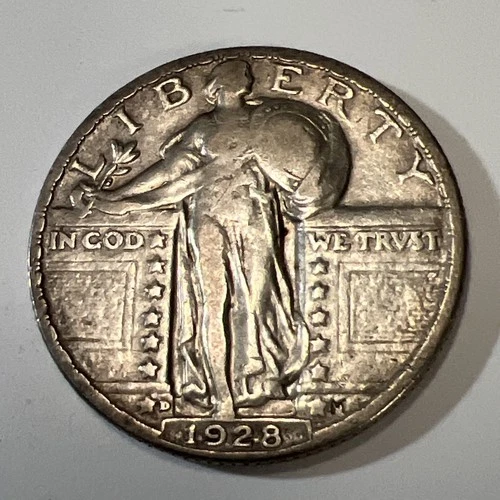 1928-D Standing Liberty Silver Quarter Dollar.