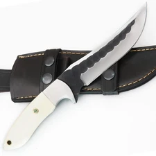 CUSTOM HANDMADE D2 KNIFE WITH RESIN HANDLE & PREMIMUM LEATHER SHEATH T33