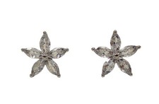Star earrings made with all clear cubic zirconia stones in marquise shapes NEW