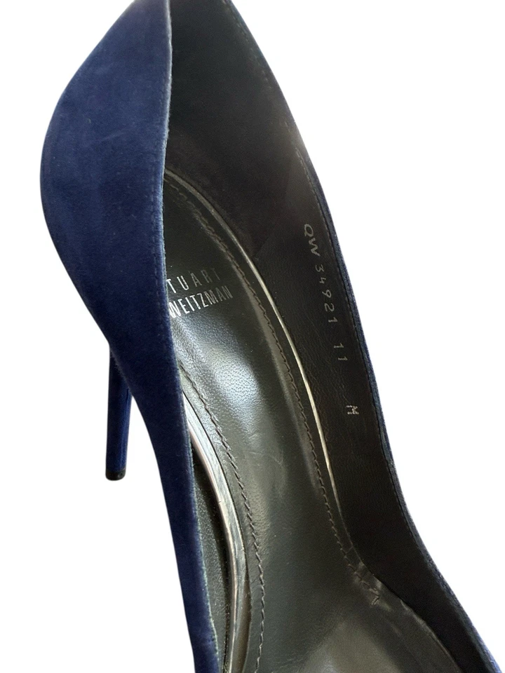 Tacones de aguja Stuart Weitzman azul gamuza punta talla 11 Foto 3 de 4