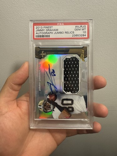 2013 Finest Jimmy Graham Jumbo Jersey Auto Autograph Saints PSA 10