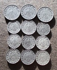 BIG LOT AUTHENTIC OLD COINS OF THIRD REICH NAZI GERMANY (1941-1944) WORLD WAR II
