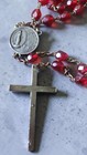 Antique Red Garnet Glass Beads  19" Catholic Rosary from Italy Miraculous Shrine — photo 3