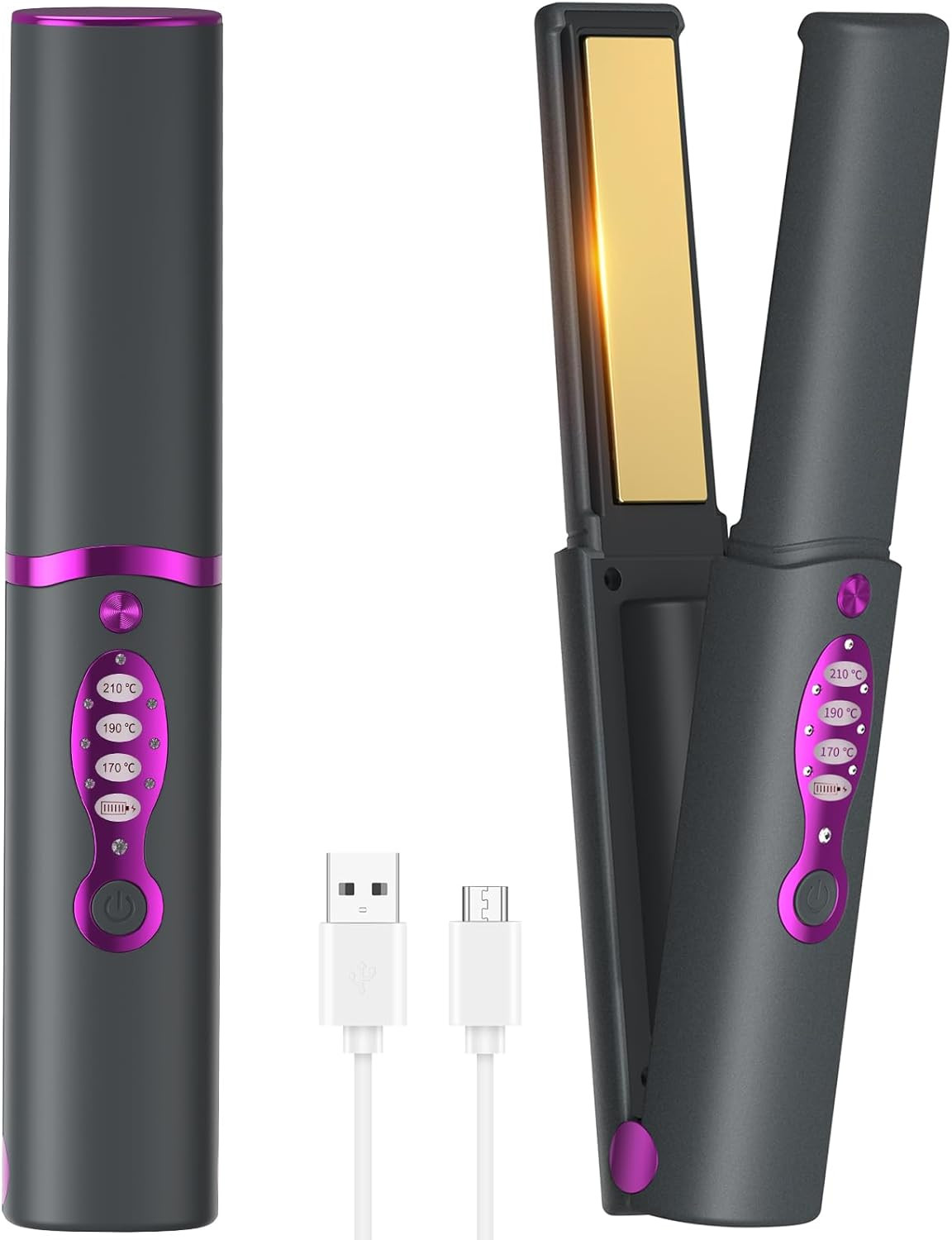 Piastra per Capelli Senza Fili 2 in 1: Mini Arricciacapelli USB Professionale