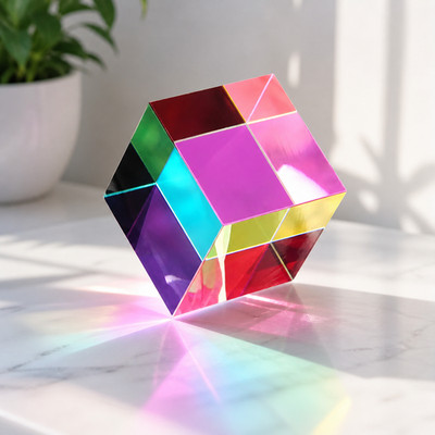 CMY Prism Cube Color Mixing Light Effect Glass Cube Decorative Photography