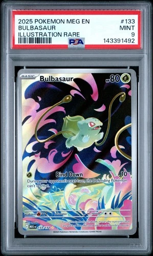 2025 POKEMON MEG EN-MEGA EVOLUTION ILLUSTRATION RARE #133 BULBASAUR PSA 9