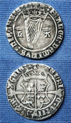 {Rare Coin} IRELAND (1534-35) HENRY VIII w/ ANNE BOLEYN 4P GROAT 1ST HARP ISSUE