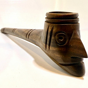 Carved Wooden Tobacco Pipe, Pacific Island Oceanian Style, Estate Collectible