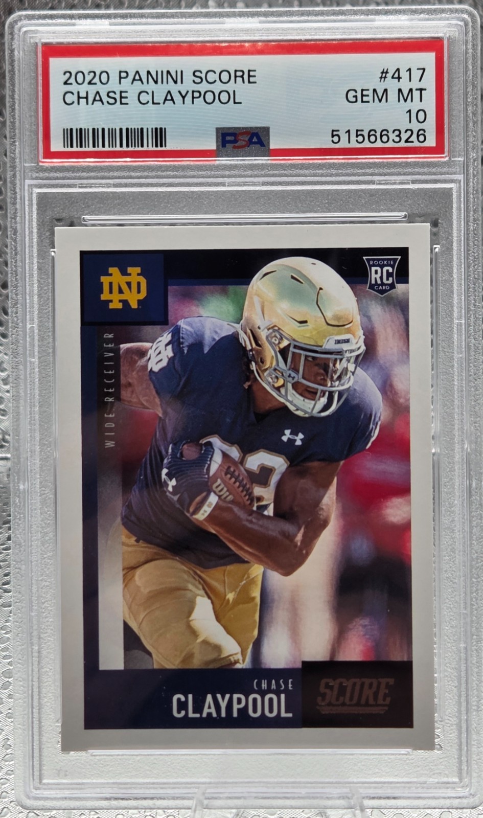 2020 Score CHASE CLAYPOOL Rookie RC Football Card PSA 10 GEM MINT view 1