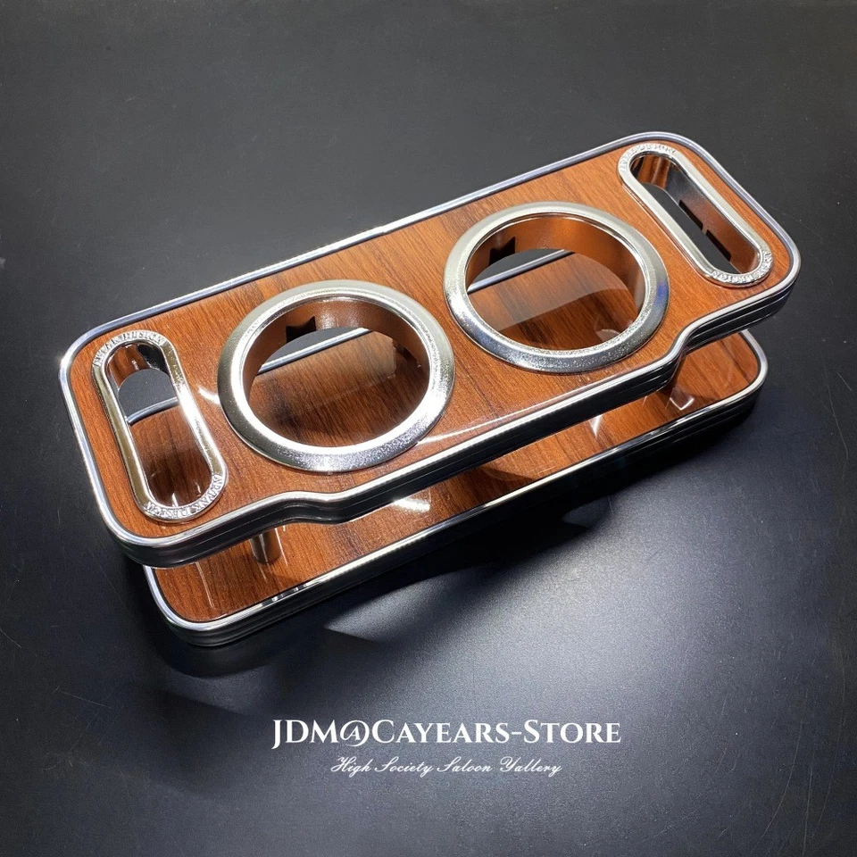 JDM JP Cromo Madera Grano Portavasos Bebida Coche Instrumento Mesa de Escritorio Universal Foto 2 de 4