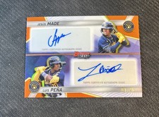 2025 Bowman’s Best Jesus Made Luis Pena Dual Auto Orange #1/25 Brewers PDA-MP RC