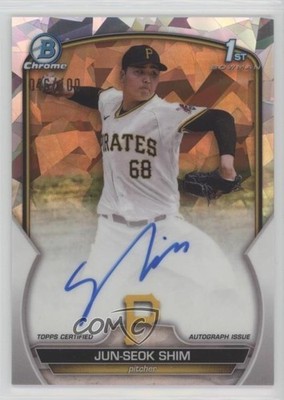 2023 Bowman Chrome Prospect Atomic Refractor 46/100 Jun-Seok Shim Auto 0o5t