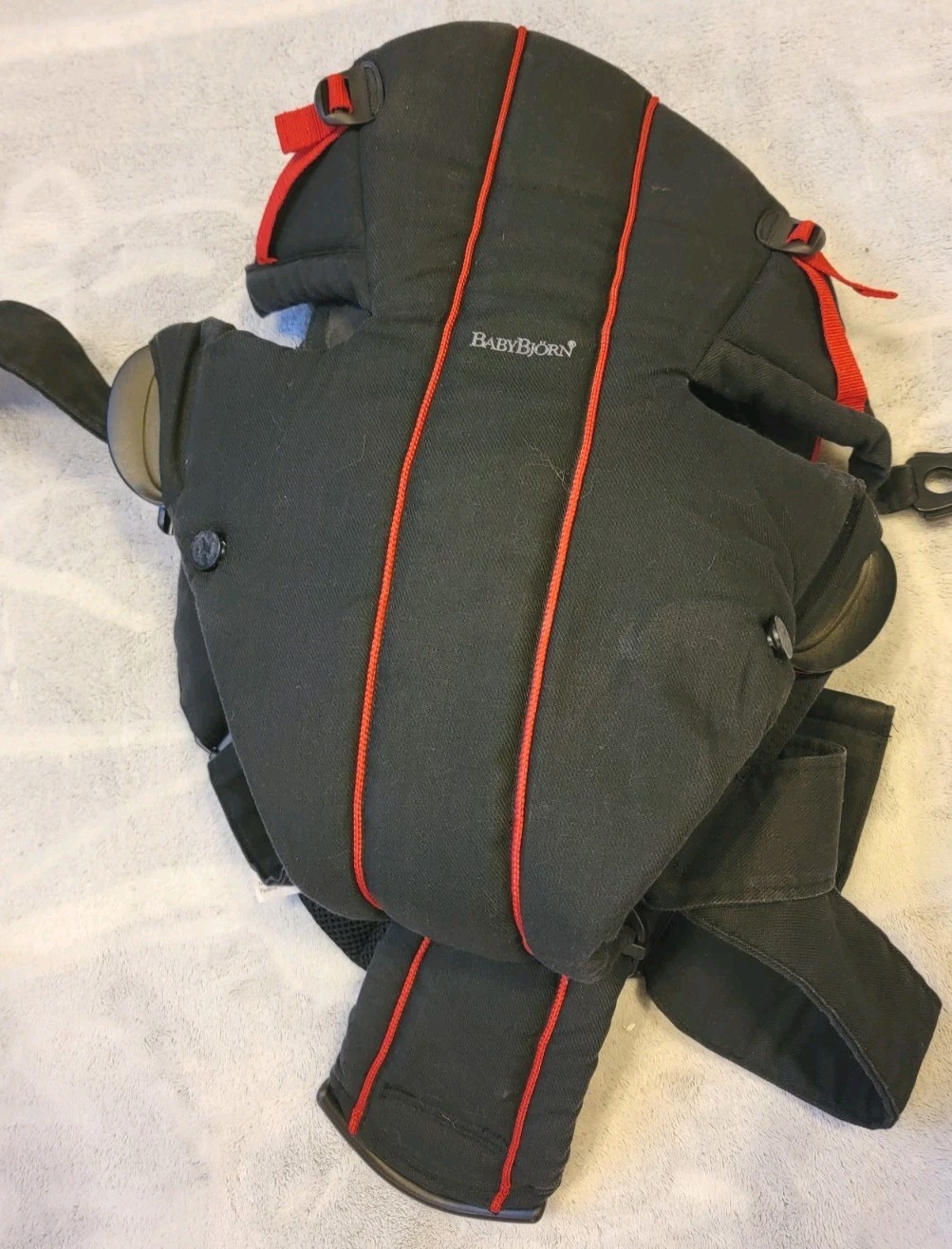 Baby Bjorn Baby Carrier 8lbs- 26lbs Sporty Black Red Cotton Padded Support-image