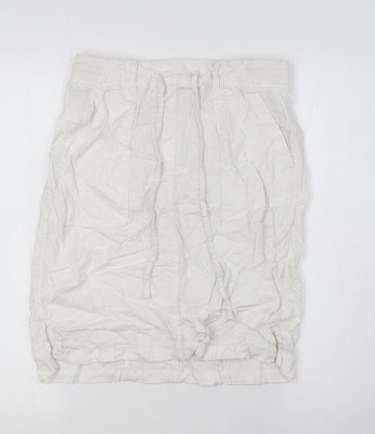Marks and Spencerw Damen A-Linien-Rock weiß Flachs Größe 8   elastischer Bund