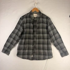 Weatherproof Vintage Shirt Long Sleeve Mens Large Plaid Gray Pockets Button Up