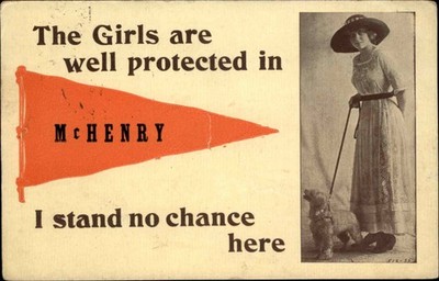 MCHENRY NORTH DAKOTA ND Beautiful Woman w Dog PENNANT GREETINGS PC