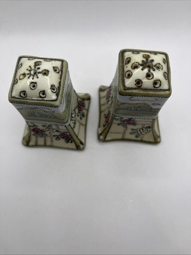 Antique Nippon Hand Painted Moriage Salt Pepper Shaker Set - Imagen 5 de 7