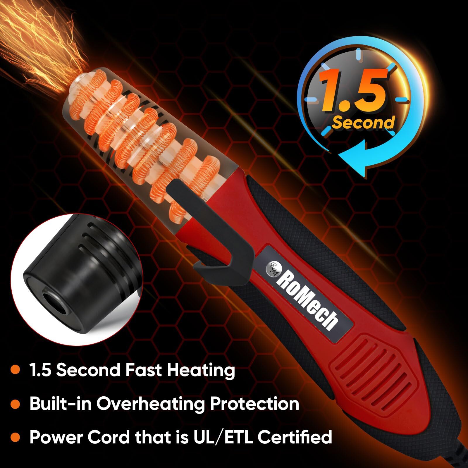 ROMECH 350W Heat Gun with 2 Nozzles Dual Temp Heat Gun 400°F-660°F Fast Heat ...