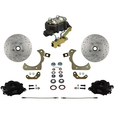 LEED Brakes -BFC1010-3A3X Manual Front Kit with Black Powder Coated Calipers
